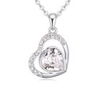 Náhrdelník s príveskom dvojité srdce, zdobený kryštálmi Swarovski, krištáľ