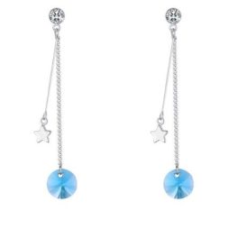   Náušnice zdobené hviezdičkami a kryštálmi Swarovski, akvamarín