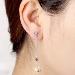 Náušnice zdobené hviezdičkami a kryštálmi Swarovski, broskyňa