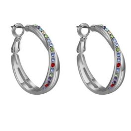   Kruhové náušnice s farebným českým krištáľom, viacfarebné