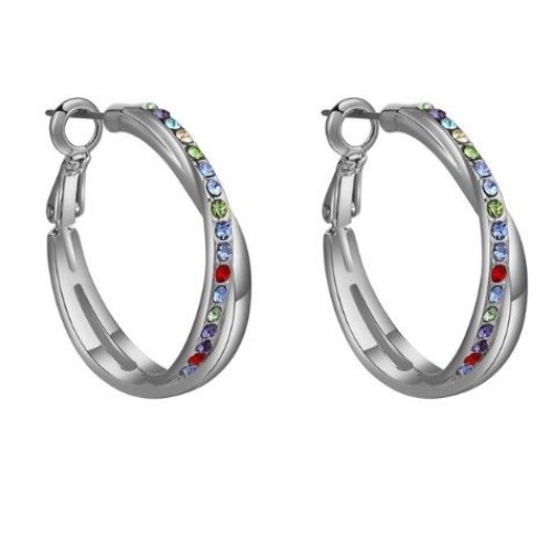 Kruhové náušnice s farebným českým krištáľom, viacfarebné
