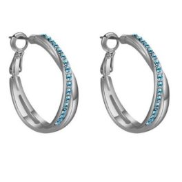   Kruhové náušnice s farebným českým krištáľom, akvamarín