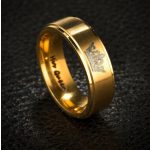 Nerezový dámsky snubný prsteň s nápisom "His Queen", zlatá farba, veľkosť 10