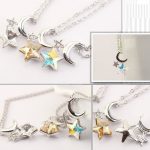 Náhrdelník s príveskom mesiac-hviezda, zdobený kryštálmi Swarovski, AB