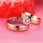 Pánsky snubný prsteň z ušľachtilej ocele s pozlátením, veľkosť 8