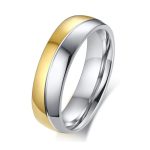 Pánsky snubný prsteň z nehrdzavejúcej ocele s pozláteným pásikom, veľkosť 10