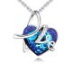 Náhrdelník s príveskom srdiečko, nápis LOVE, zdobený kryštálmi Swarovski, modrá