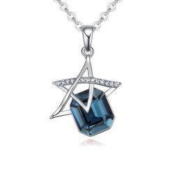   Náhrdelník s príveskom hviezda, zdobený kryštálmi Swarovski, modrá