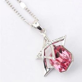   Náhrdelník s príveskom hviezda, zdobený kryštálmi Swarovski, ružová
