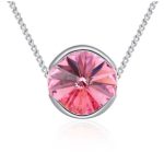 Náhrdelník zdobený okrúhlymi kryštálmi Swarovski, ružový