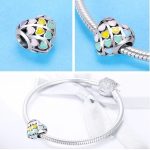 Strieborné srdiečko s farebnými srdiečkami