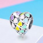 Strieborné srdiečko s farebnými srdiečkami