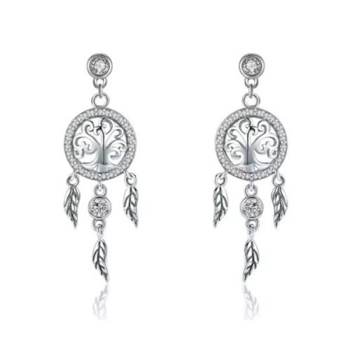 Ezüst fülbevaló, álomfogó