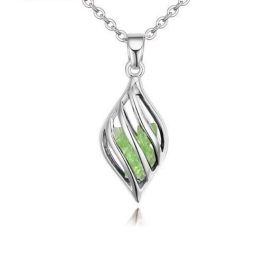   Náhrdelník s príveskom v tvare kvapky, český krištáľ, peridot