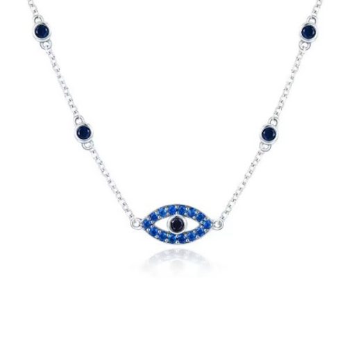 Ezüst lánc kék szemmel