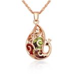 Náhrdelník s ažúrom, prívesok v tvare páva, český krištáľ, viacfarebný