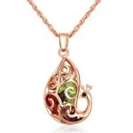 Náhrdelník s príveskom v tvare páva, český krištáľ, viacfarebný