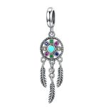 Strieborný lapač snov s farebným zirkónovým kryštálom