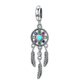 Strieborný lapač snov s farebným zirkónovým kryštálom