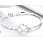 Strieborný náramok s dvoma srdiečkami