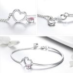 Strieborný náramok s dvoma srdiečkami