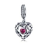 Strieborné srdiečko so zirkónovým kryštálom, fialové