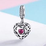 Strieborné srdiečko so zirkónovým kryštálom, fialové