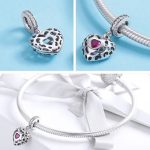 Strieborné srdiečko so zirkónovým kryštálom, fialové