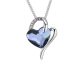 Náhrdelník s elegantným príveskom srdiečko zdobený kryštálmi Swarovski, džínsová modrá
