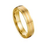 Pánsky snubný prsteň s gravírovaným prúžkom, nerez, zlatá farba, veľkosť 13