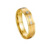 Dámsky snubný prsteň, s gravírovaným prúžkom, nerez, zlatá farba, veľkosť 7