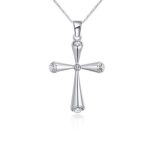 Náhrdelník s príveskom strieborný kríž, český krištáľ, biela
