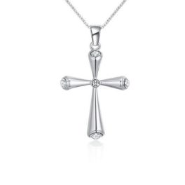   Náhrdelník s príveskom strieborný kríž, český krištáľ, biela