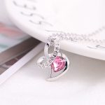 Náhrdelník s príveskom srdiečko zdobený kryštálmi Swarovski, ružová