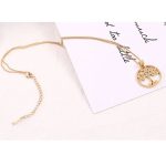 Náhrdelník s príveskom strom života, farebné kryštály, šampanské zlato