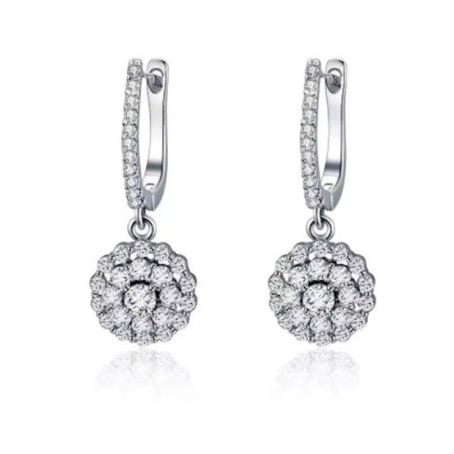 Ezüst fülbevaló, virág