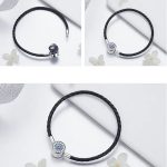 Dámsky náramok, kombinácia striebro/umelá koža, 18 cm