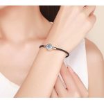 Dámsky náramok, kombinácia striebro/umelá koža, 18 cm