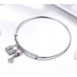 Strieborný náramok, zámok a kľúč