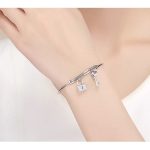 Strieborný náramok, zámok a kľúč