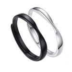 Ezüst karikagyűrű, egy pár, ezüstszín-fekete