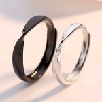 Ezüst karikagyűrű, egy pár, ezüstszín-fekete