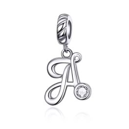 Ezüst charm, A betű cirkónium kristállyal