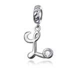 Strieborný charm, písmeno L s kryštálmi z cubic zirconia