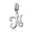 Ezüst charm, N betű cirkónium kristállyal