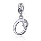 Ezüst charm, O betű cirkónium kristállyal