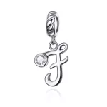 Strieborný charm, písmeno F so zirkónovým krištáľom
