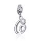 Ezüst charm, G betű cirkónium kristállyal