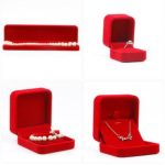 Šperkovnica na náhrdelník, zamatová, červená