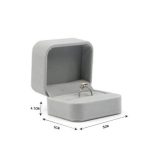 Šperkovnica na prsteň, zamatová, sivá